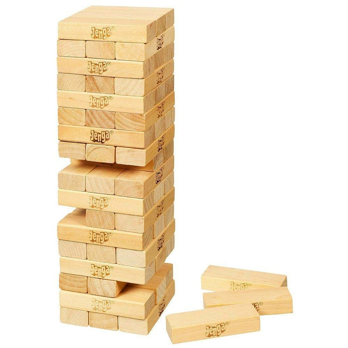 Wooden tower stacking game blocks