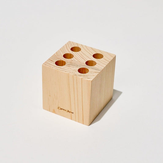 Wooden pen holder block with six holes