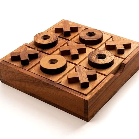 Wooden tic tac toe board game